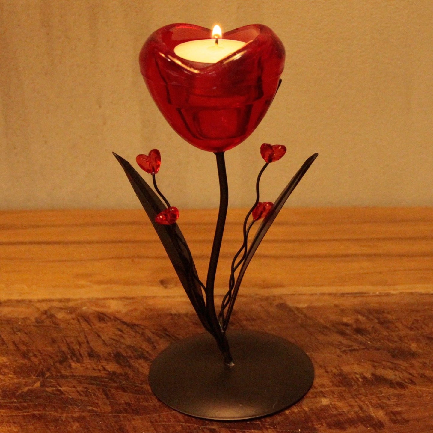 Romantic Candleholder - Single Heart Flower
