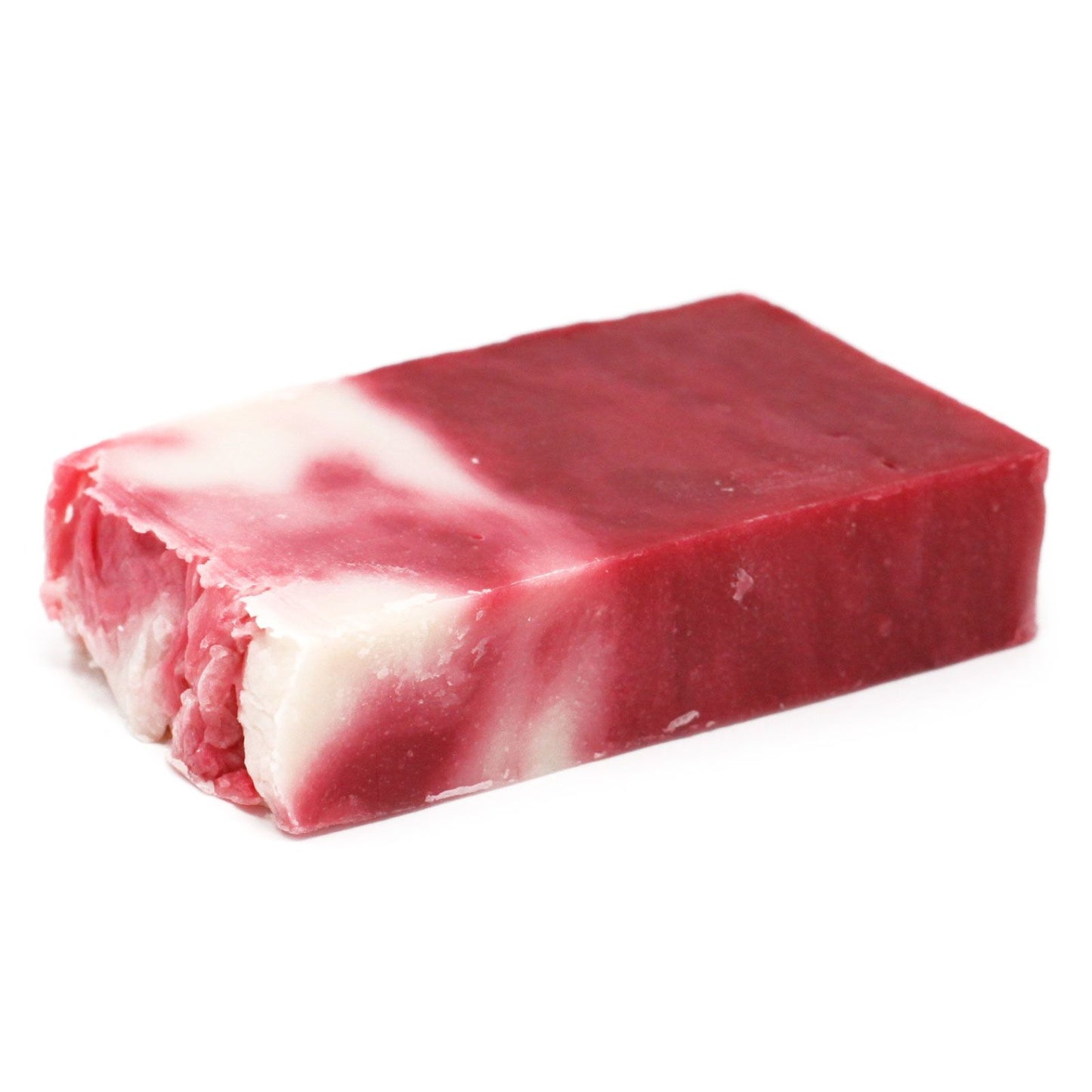 Handcrafted slice of creamy shea butter and olive oil soap with a natural, textured finish.