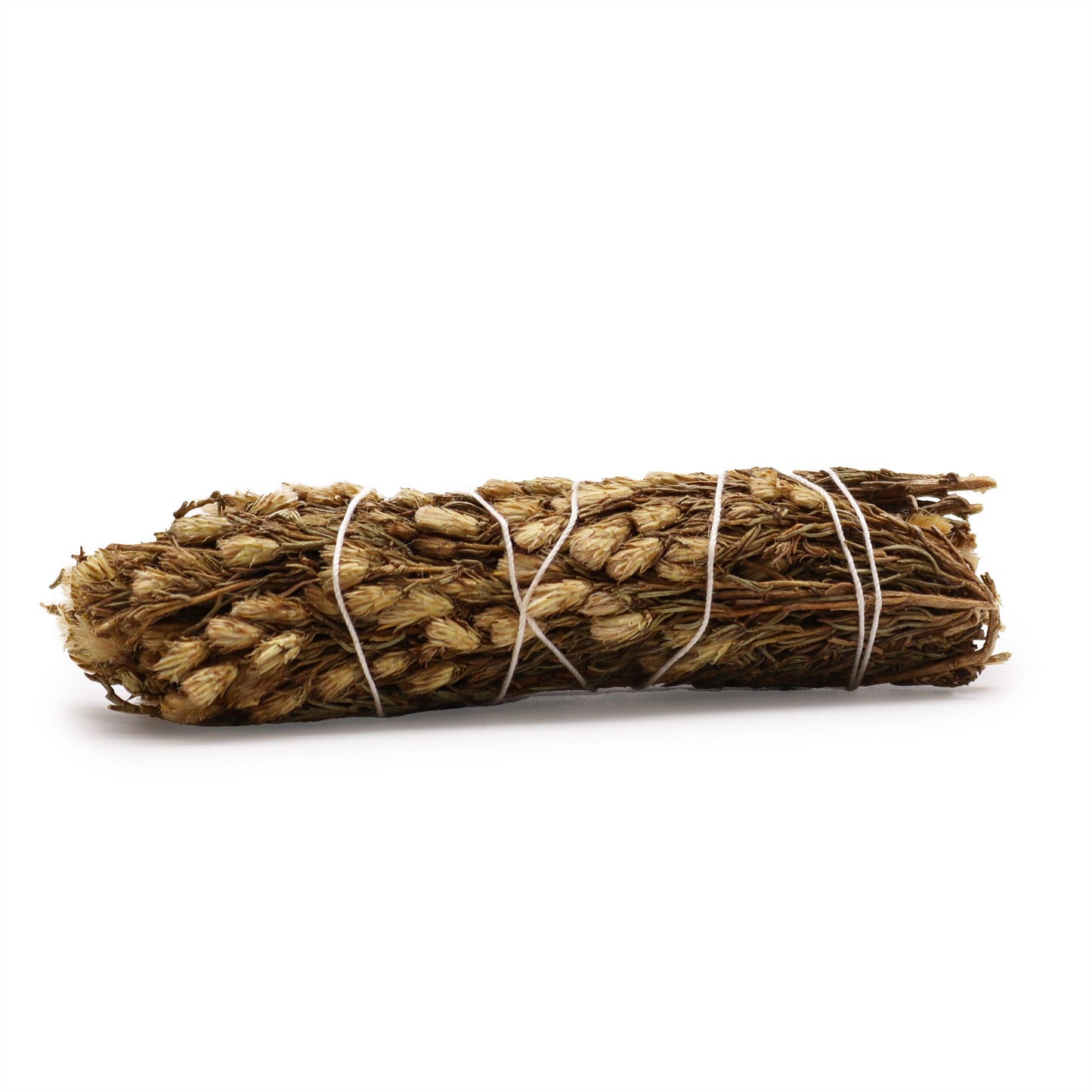 A tightly bound 10cm bundle of dried desert sage leaves for spiritual smudging and aromatherapy cleansing.
