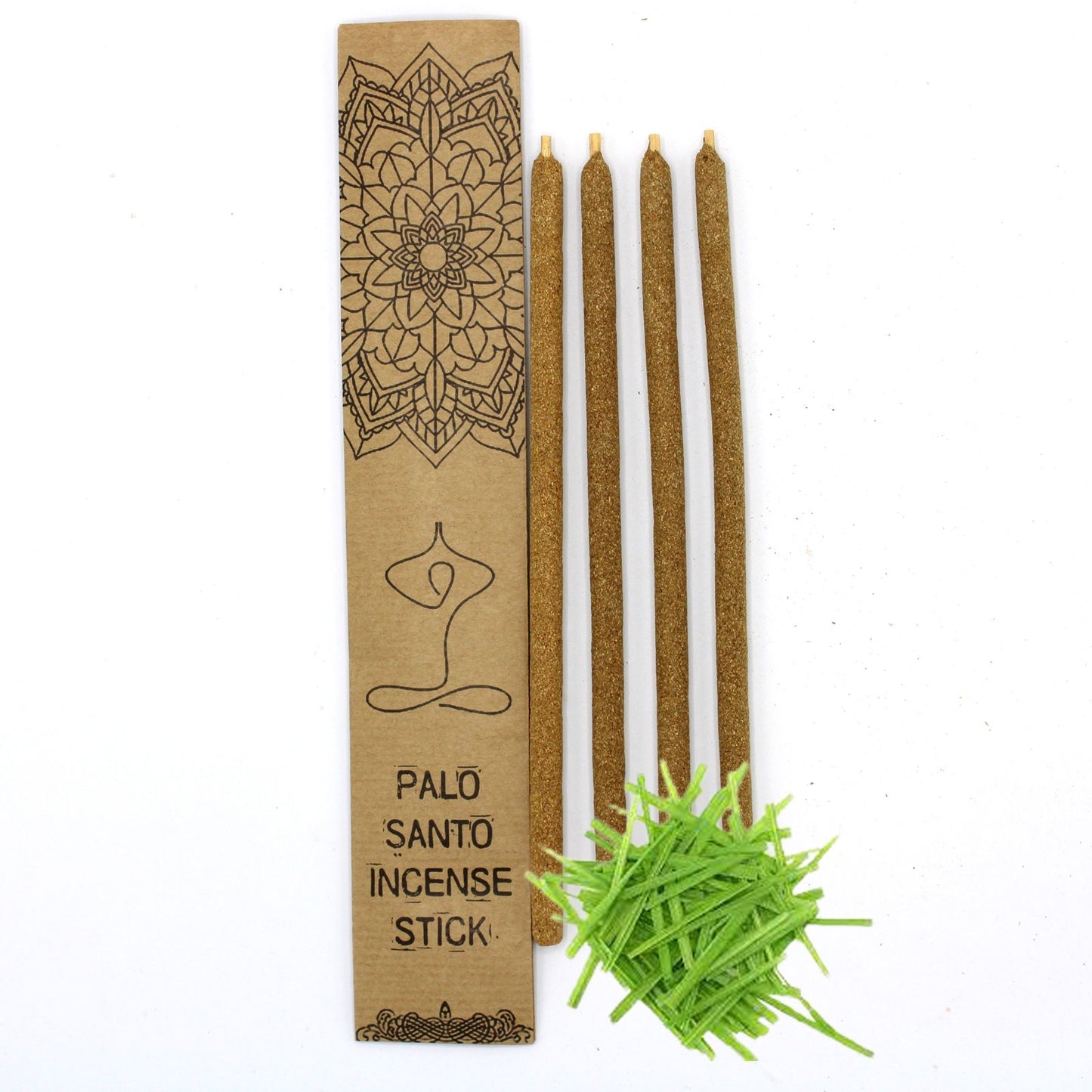 Large hand-rolled incense sticks made from Palo Santo wood and lemongrass botanicals on a neutral background.