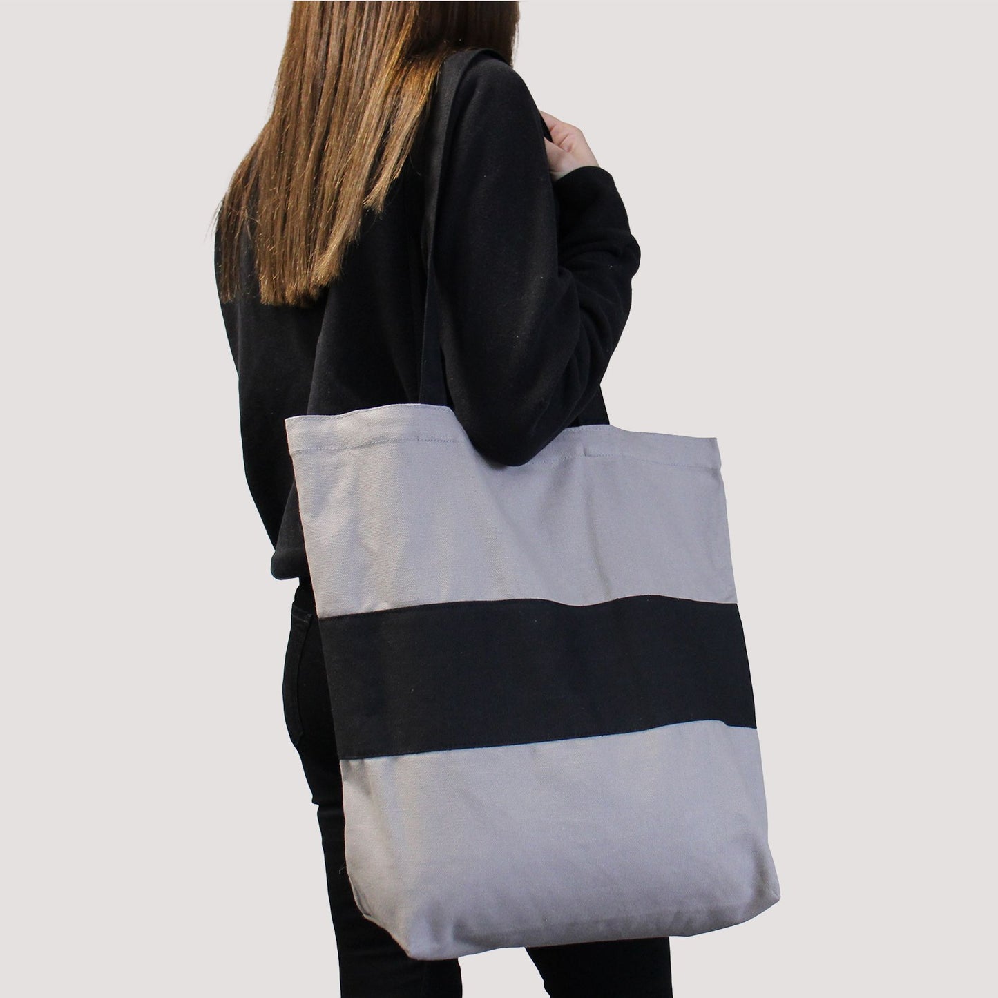 Two Tone Cotton Bag - 38x42x12cm - Blue & Natural - 10oz