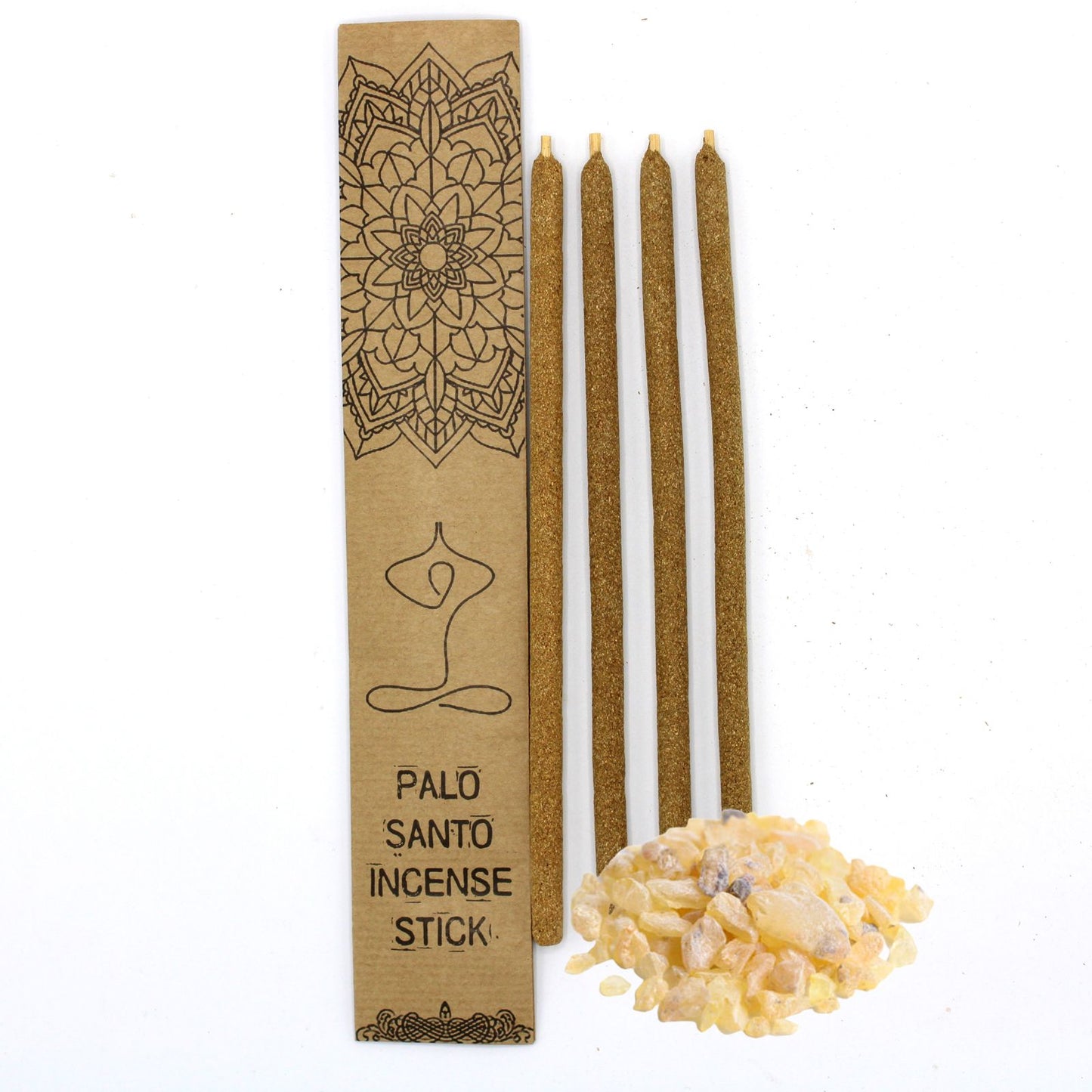 Long, thick natural incense sticks made of Palo Santo wood and Copal resin in a simple bundle.