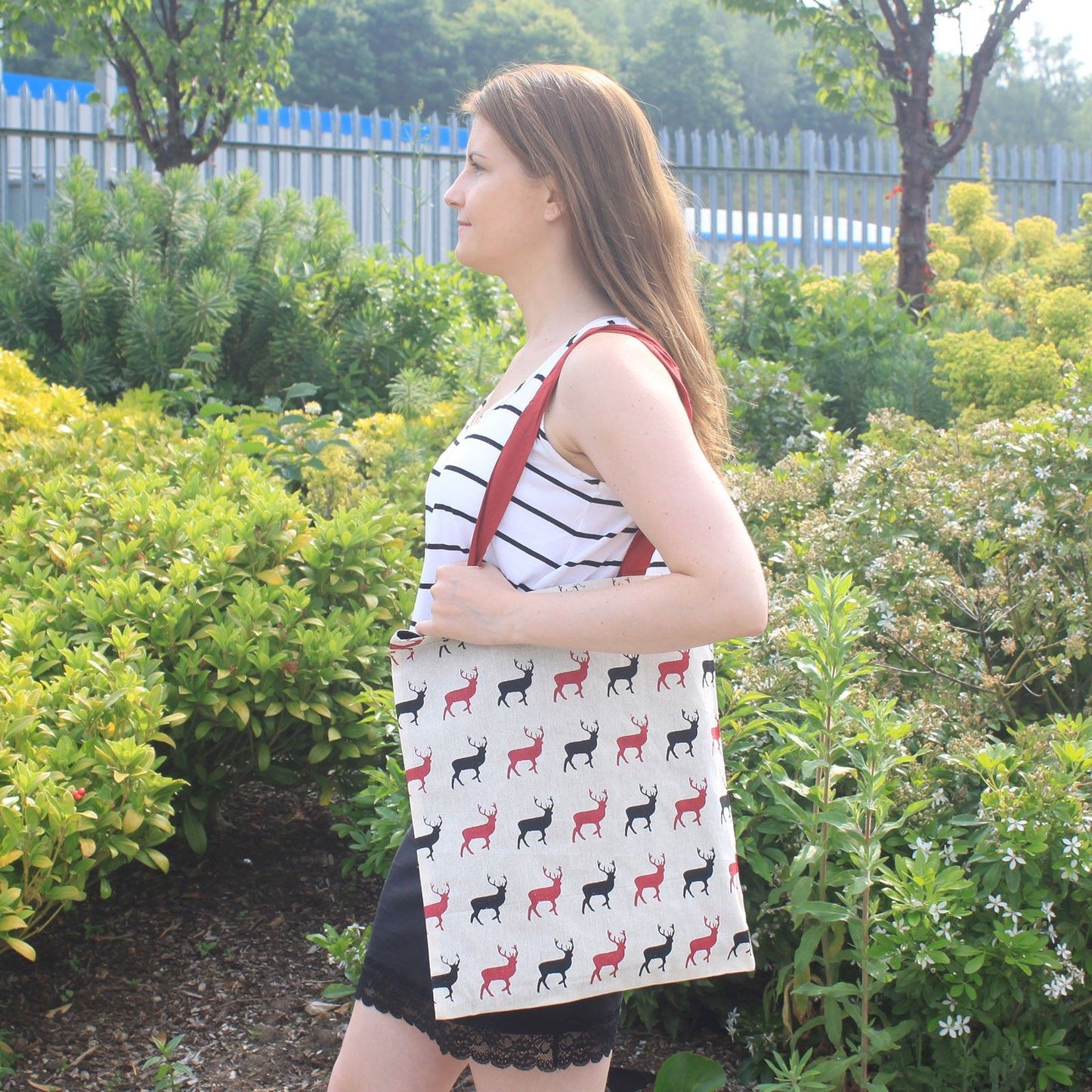 Lrg Tote Bag Reversible - Stag - Wine
