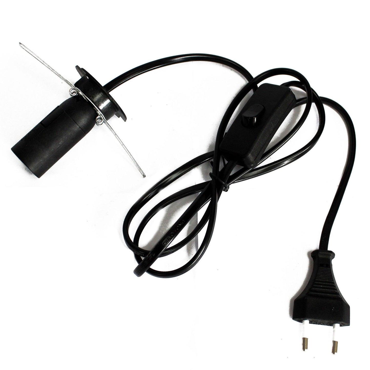White EU salt lamp power cord with integrated bulb fitting and plug.