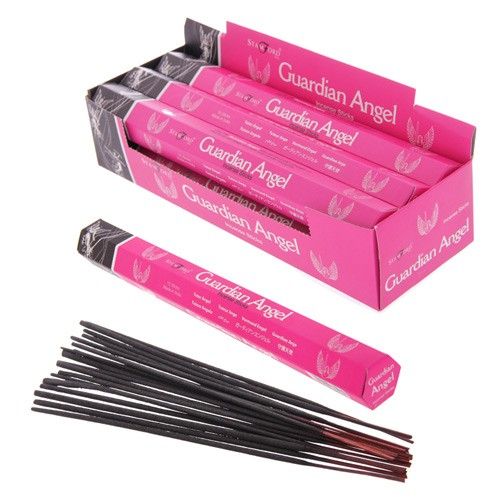 Pack of hand-rolled incense sticks in decorative packaging with angelic imagery.