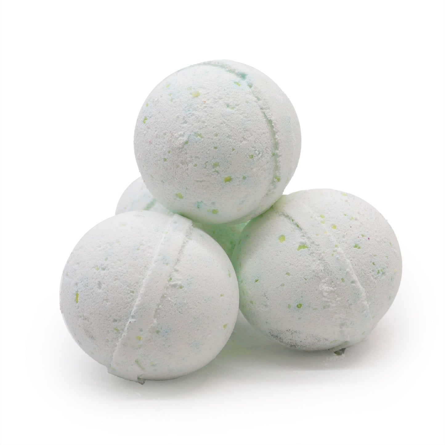 A round, fizzing bath ball with a calming aroma, dissolving in clear water to create a soothing spa experience.