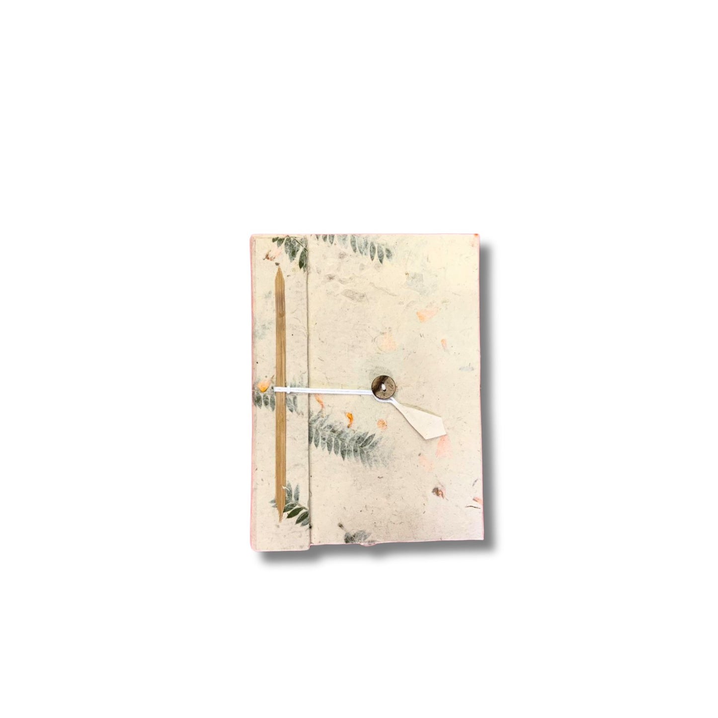 Handmade Lokta paper notebook with a natural textured cover embedded with delicate real dried colourful flowers.