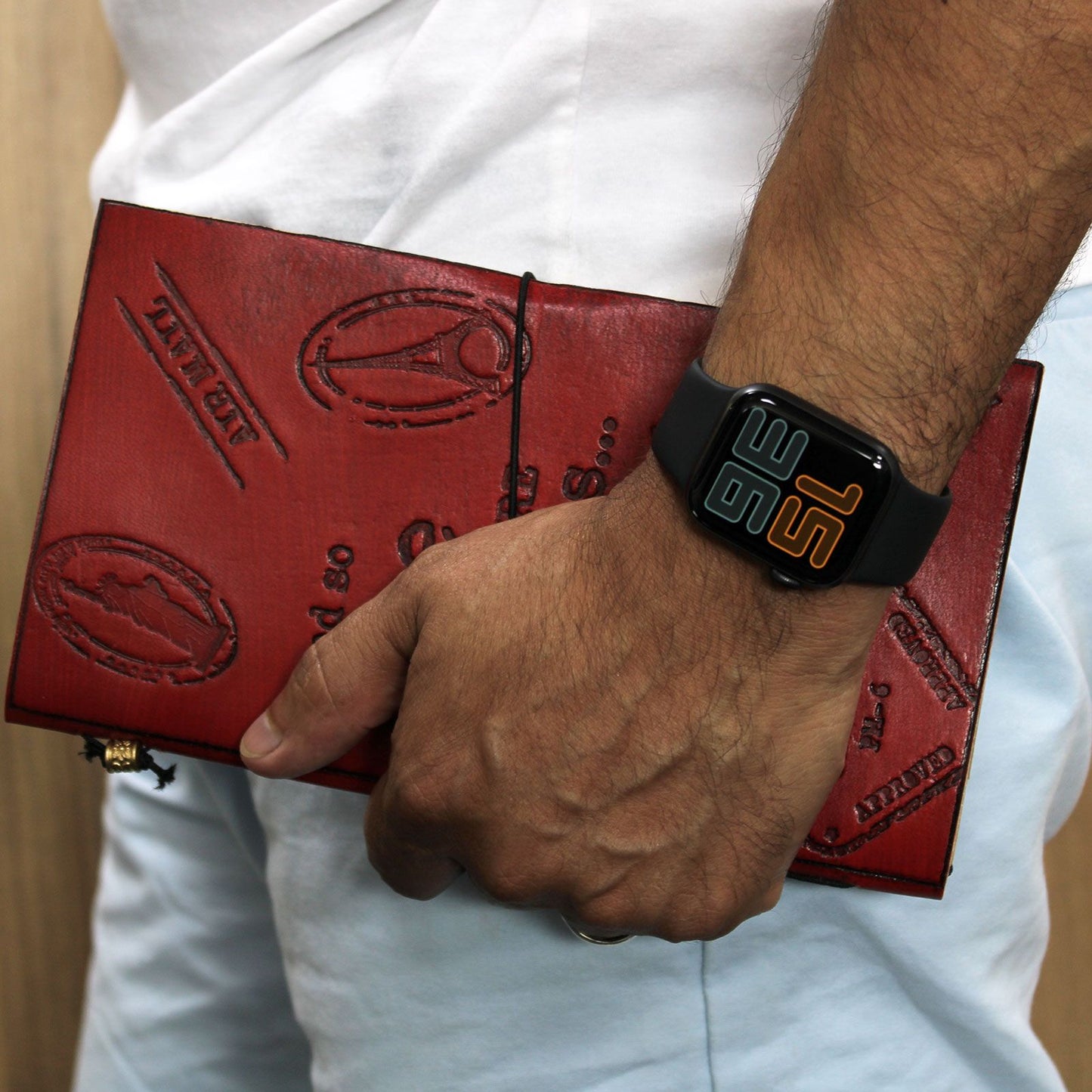 Handmade Leather Journal- The Adventure Begins - Red - (80 pages)