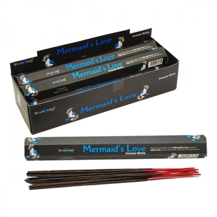 A pack of dark incense sticks featuring a mystical mermaid theme for home fragrance and meditation.