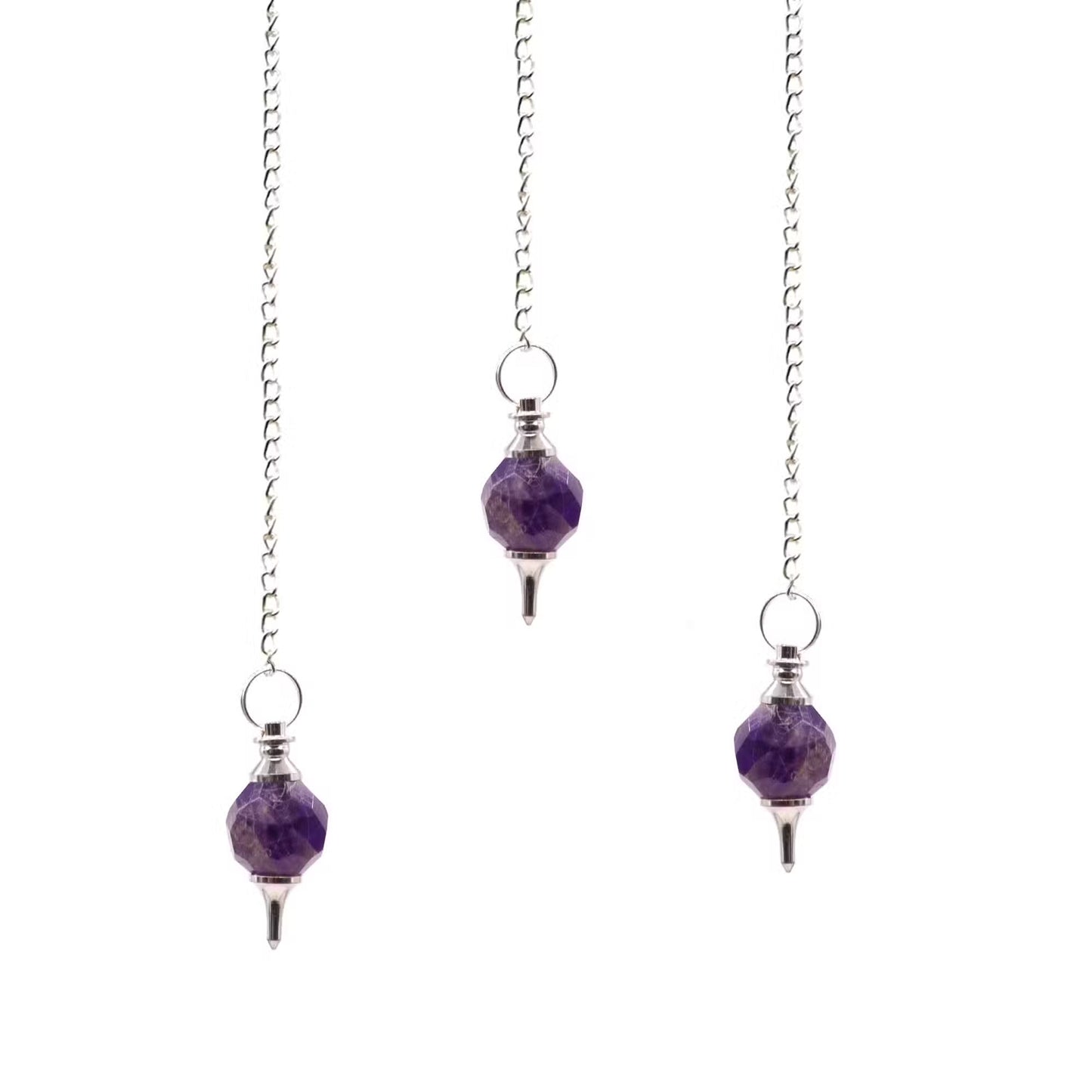 Amethyst Crystal Chakra Spiritual Gift Set | Faceted Pendulum Tumble Stones Incense Smoke Box | Healing Reiki Witchy Gift for Her