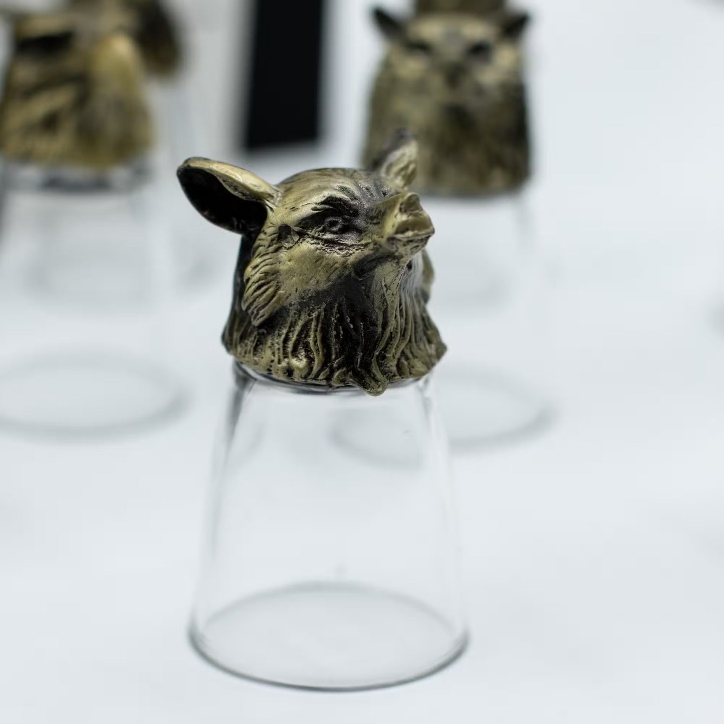 Coffret cadeau de 12 verres à shot (25 ml) - Forêt et créatures mystiques - Bronze antique