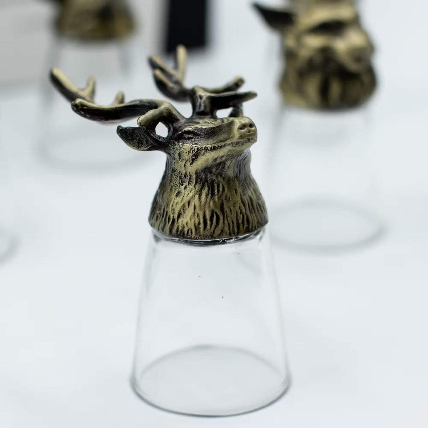 Coffret cadeau de 12 verres à shot (25 ml) - Forêt et créatures mystiques - Bronze antique
