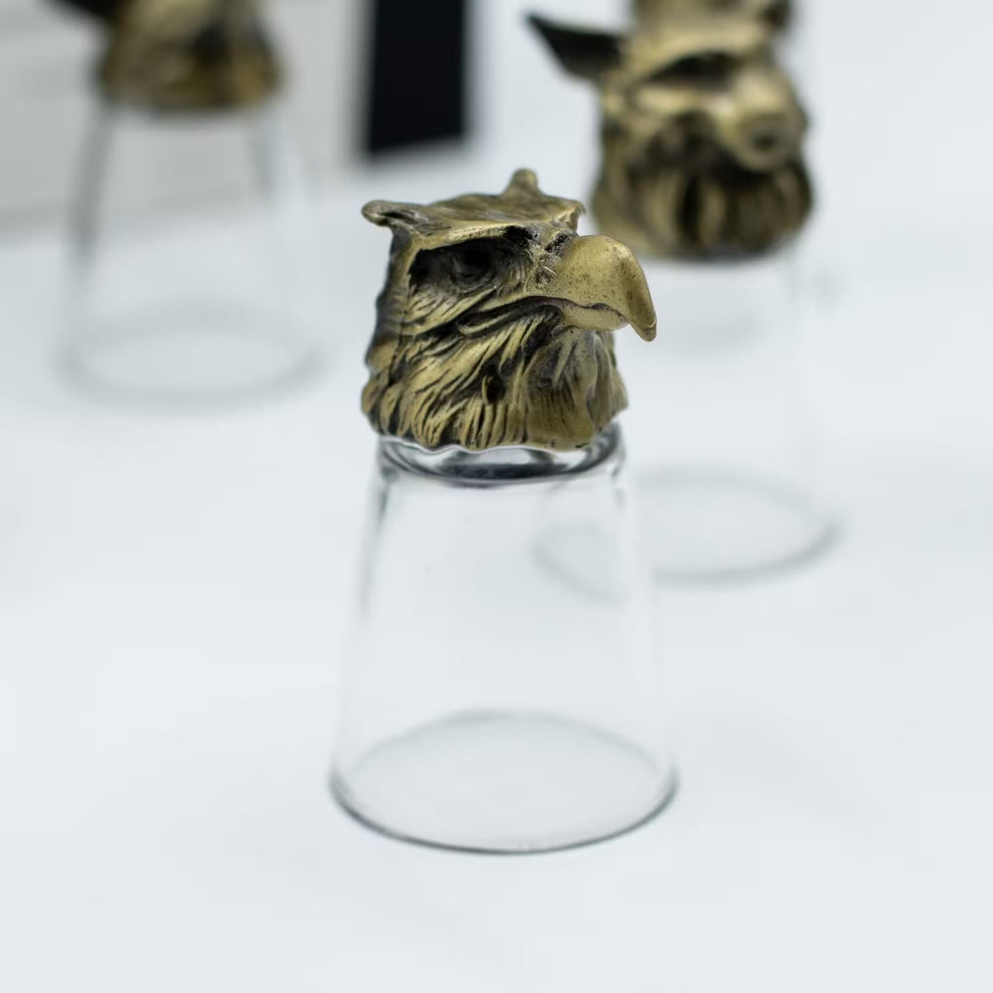 Coffret cadeau de 12 verres à shot (25 ml) - Forêt et créatures mystiques - Bronze antique