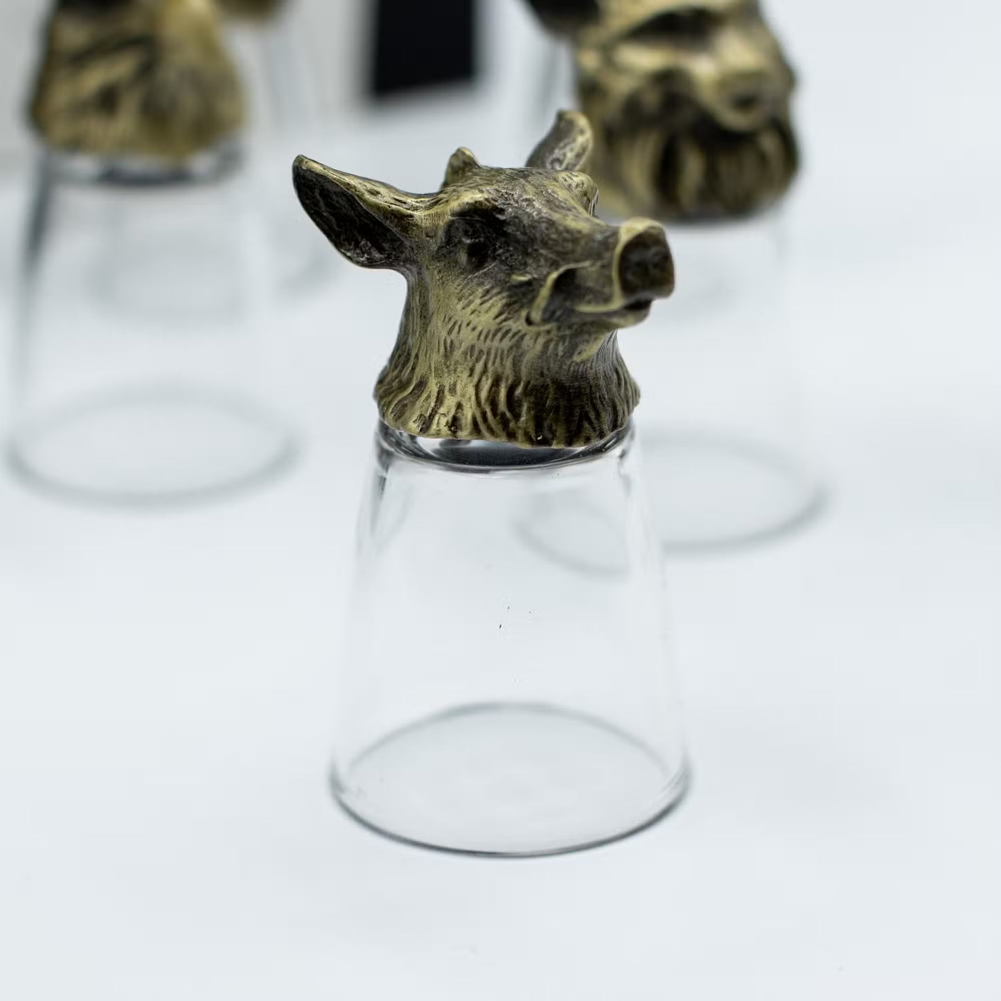 Coffret cadeau de 12 verres à shot (25 ml) - Forêt et créatures mystiques - Bronze antique