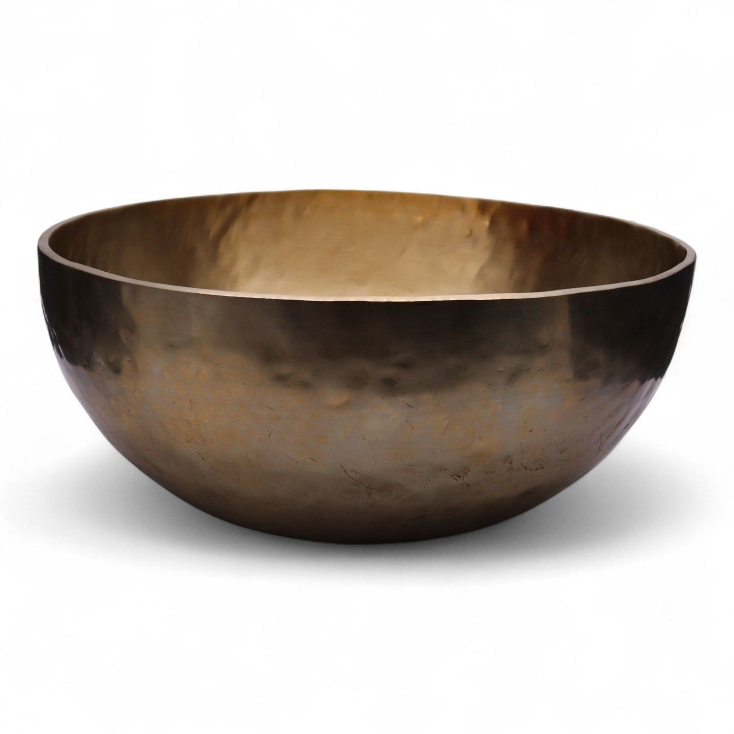 Extra large plain solid brass singing bowl designed for standing inside during sound therapy and meditation.