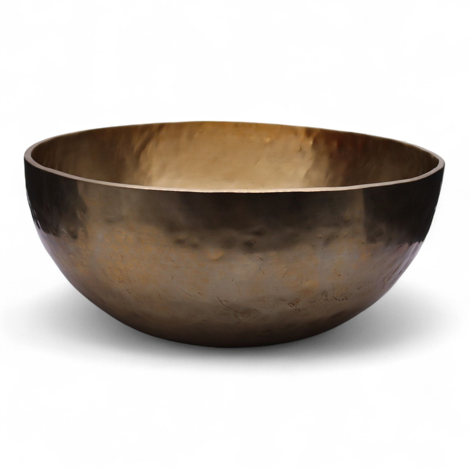 Extra large plain solid brass singing bowl designed for standing inside during sound therapy and meditation.
