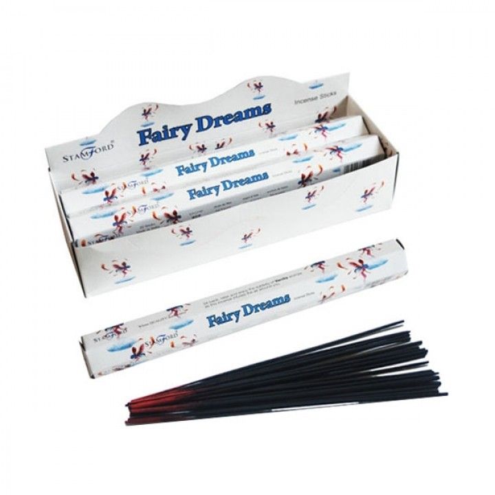 Hexagonal box of premium incense sticks featuring a whimsical fairy and woodland dream design.