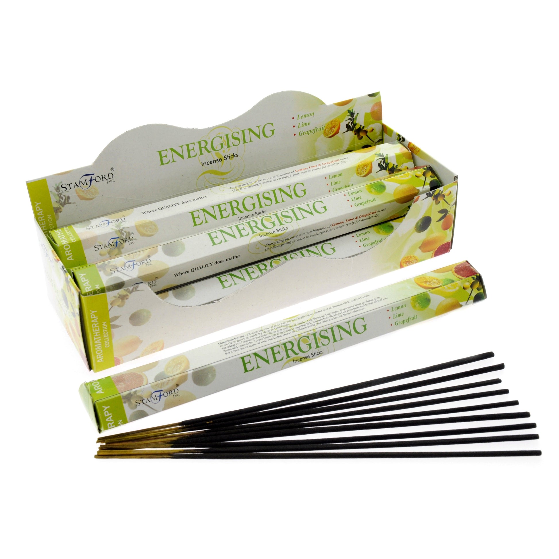 A hexagonal pack of premium incense sticks shown with loose sticks on a neutral background.