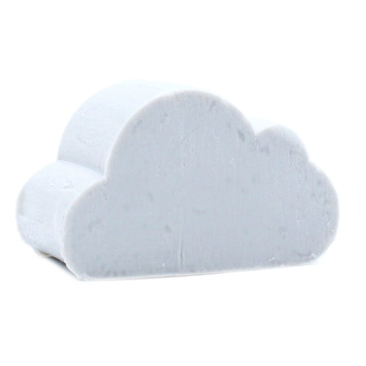 Ten small grey heart-shaped guest soaps with a cloud-like marble effect, arranged neatly on a flat surface.