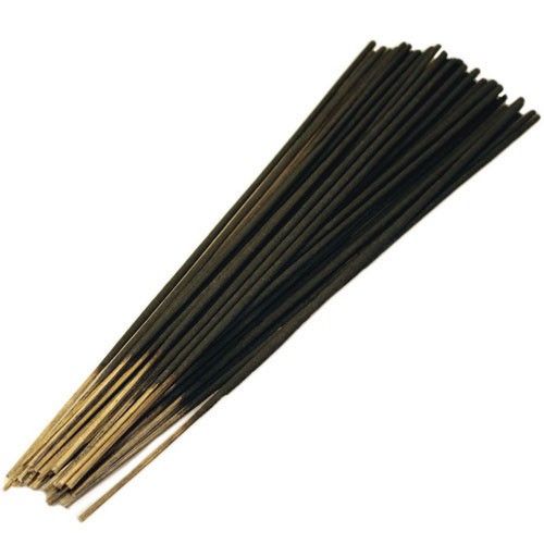 Large bundle of long, hand-rolled patchouli incense sticks with a vibrant deep-coloured finish.