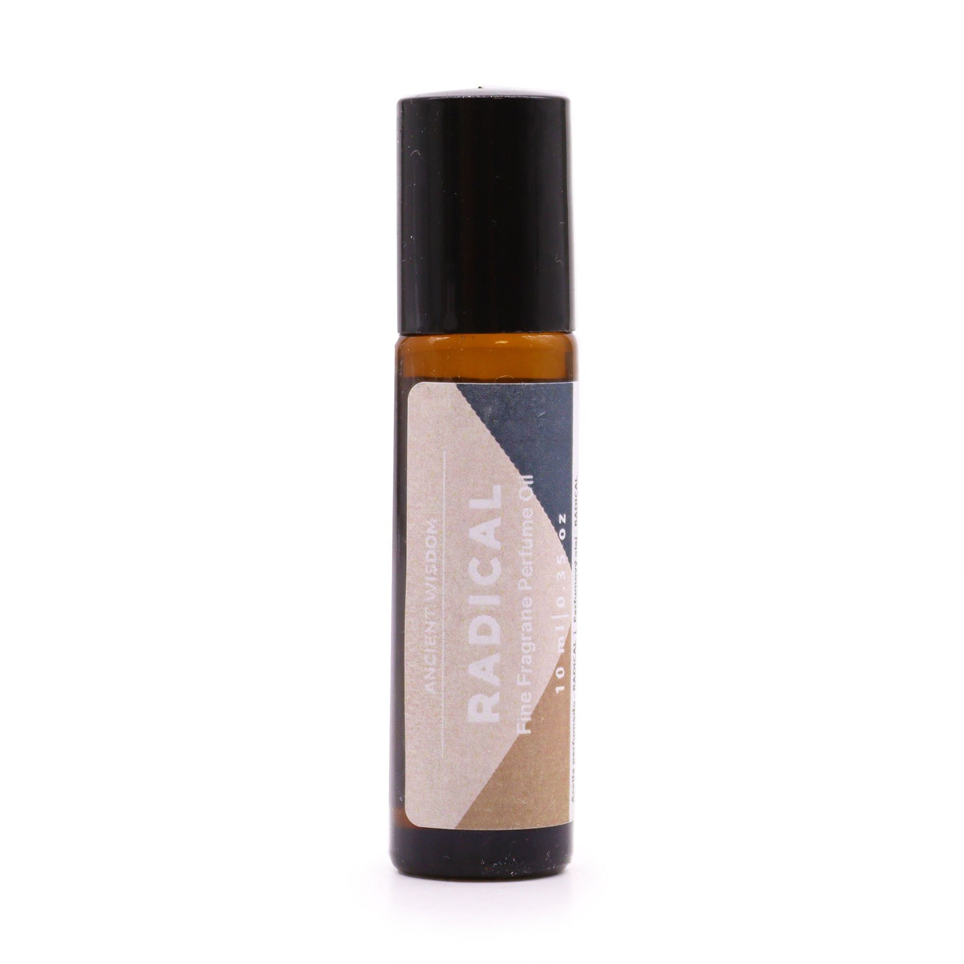 Small 10ml glass roll-on bottle of fine fragrance perfume oil with a minimalist label design.