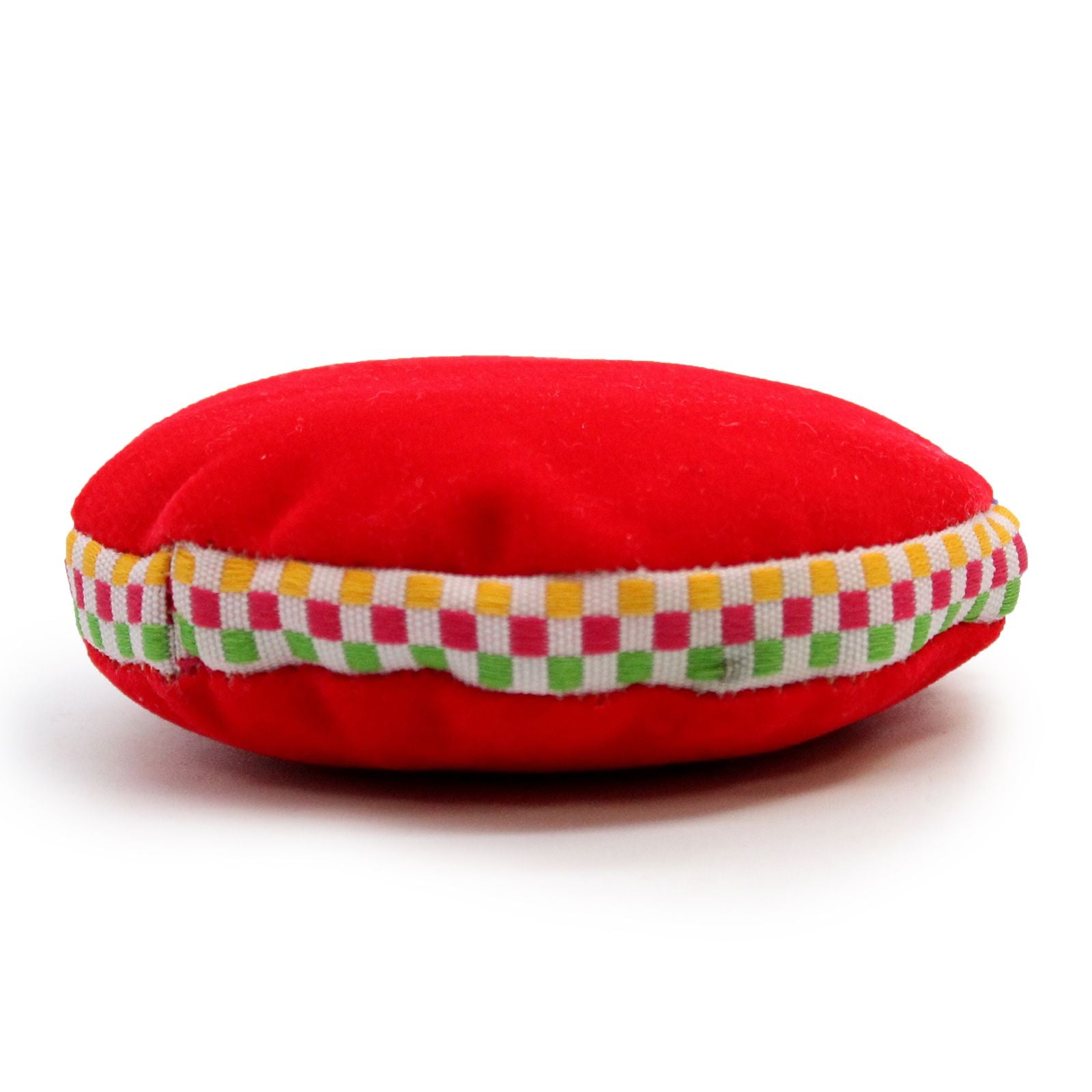 Small round velvet cushion for a singing bowl in a rich colour with a soft textured finish.