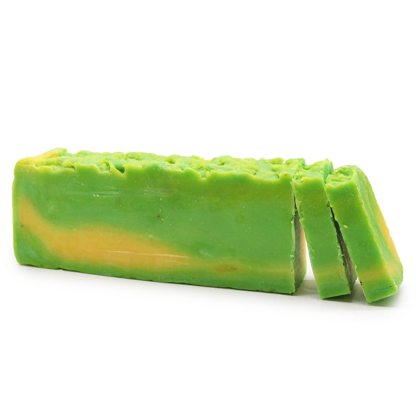 Handcrafted olive oil soap loaf with a creamy texture, enriched with golden jojoba oil for natural skin hydration.