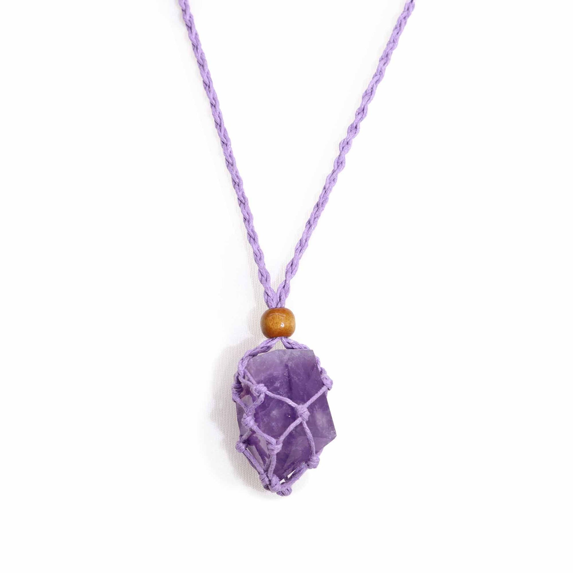 Adjustable vibrant purple necklace cord for displaying gemstone pendants and crystals.