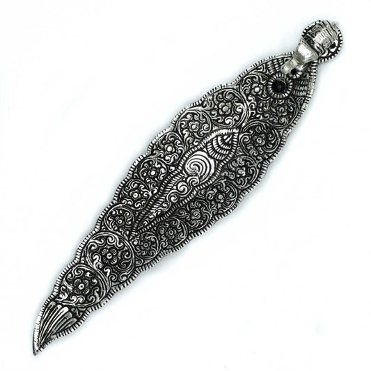 Sleek 20cm long polished aluminium incense holder featuring a small decorative elephant on a minimalist silver base.