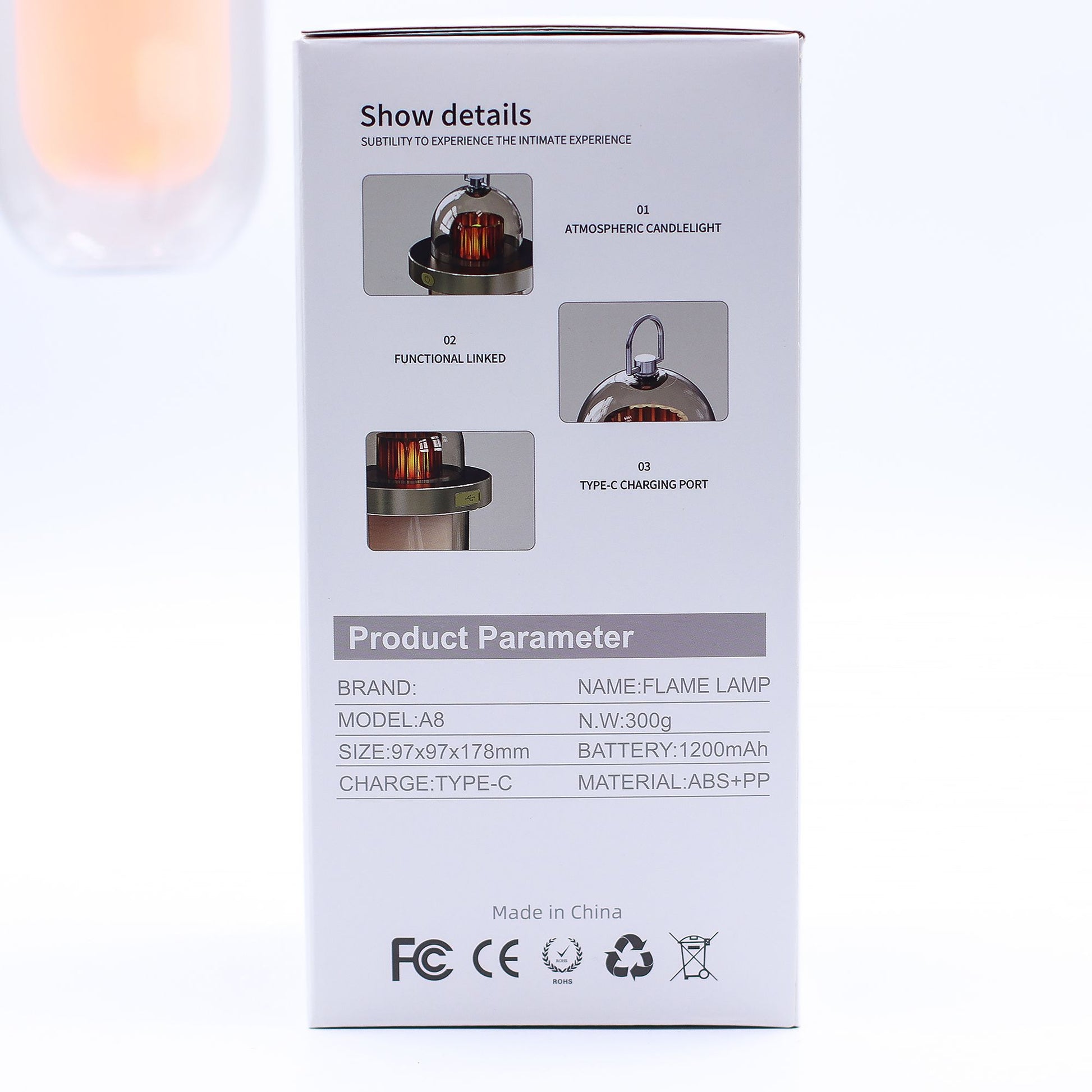 Outdoor Flame Effect Lamp - White USB - C Chargable - Multi Colour