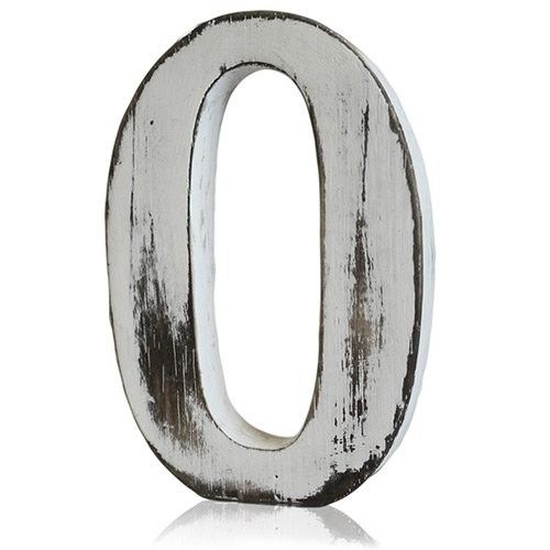 Hand-carved white-wash mango wood alphabet letter O with a rustic shabby chic finish.