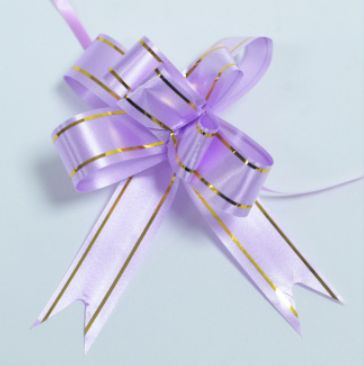 Set of ten delicate lavender purple mini pull bows for gift wrapping and floral decoration.