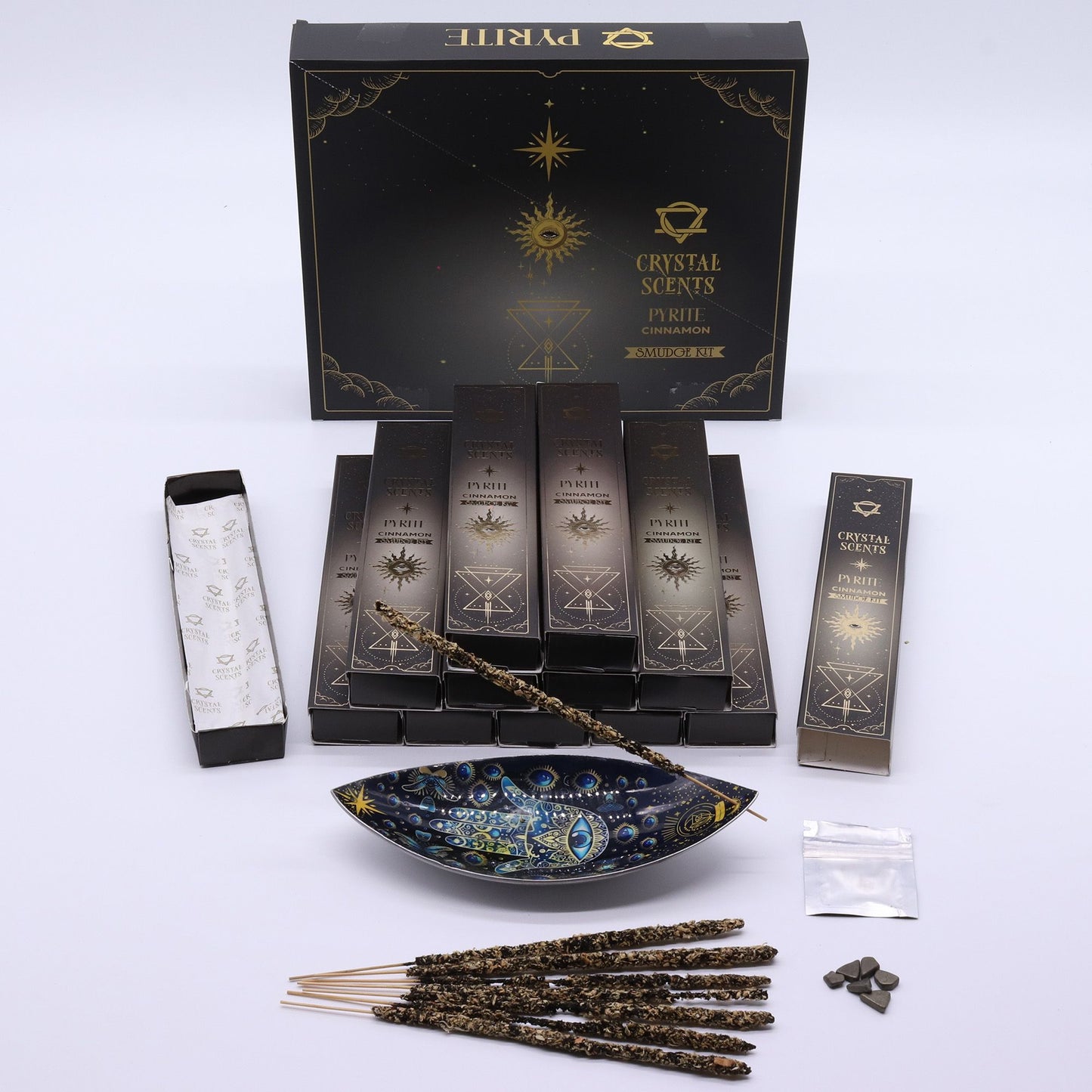 Pyrite Crystal Scents Smudge Incense - Cinnamon