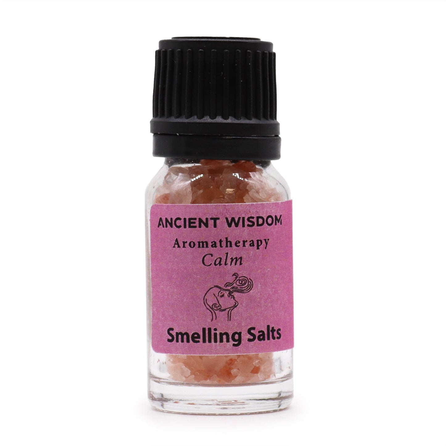 Small glass jar containing aromatic smelling salts for calming aromatherapy inhalation and spiritual wellness.
