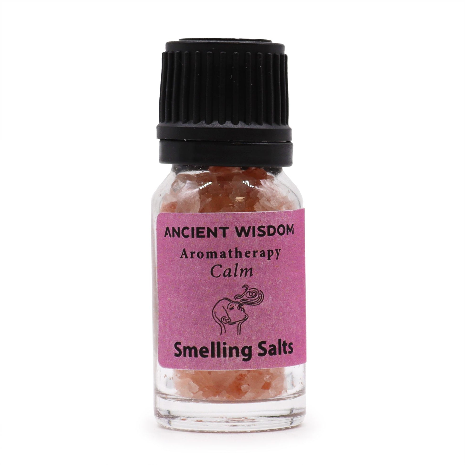 Small glass jar containing aromatic smelling salts for calming aromatherapy inhalation and spiritual wellness.