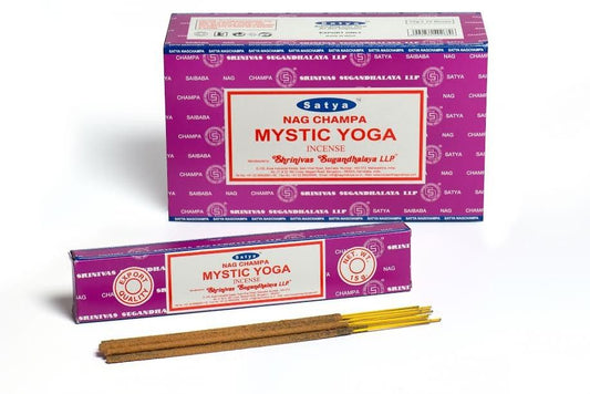 A pack of hand-rolled incense sticks with a calming design, ideal for yoga and spiritual practices.