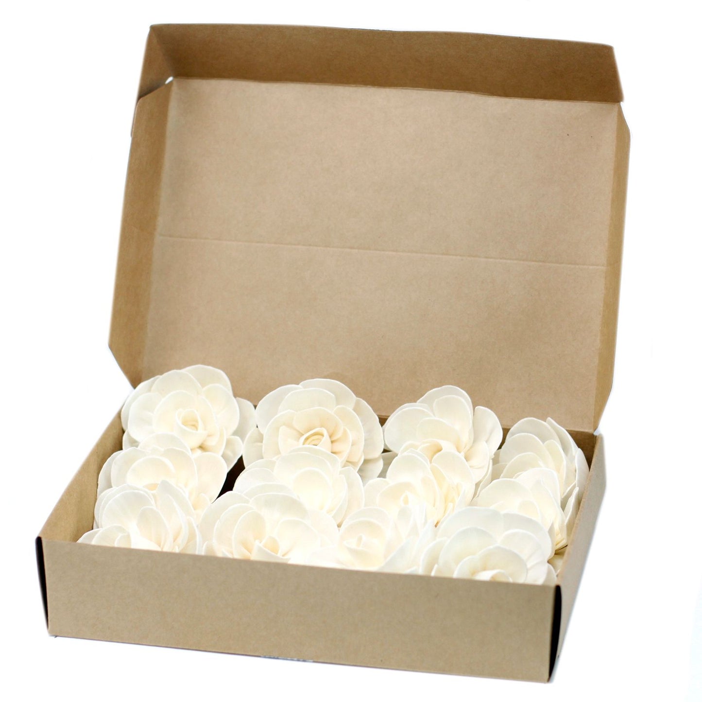 Large handmade white lotus flower crafted from sola wood attached to a cotton string for aromatherapy diffusion.