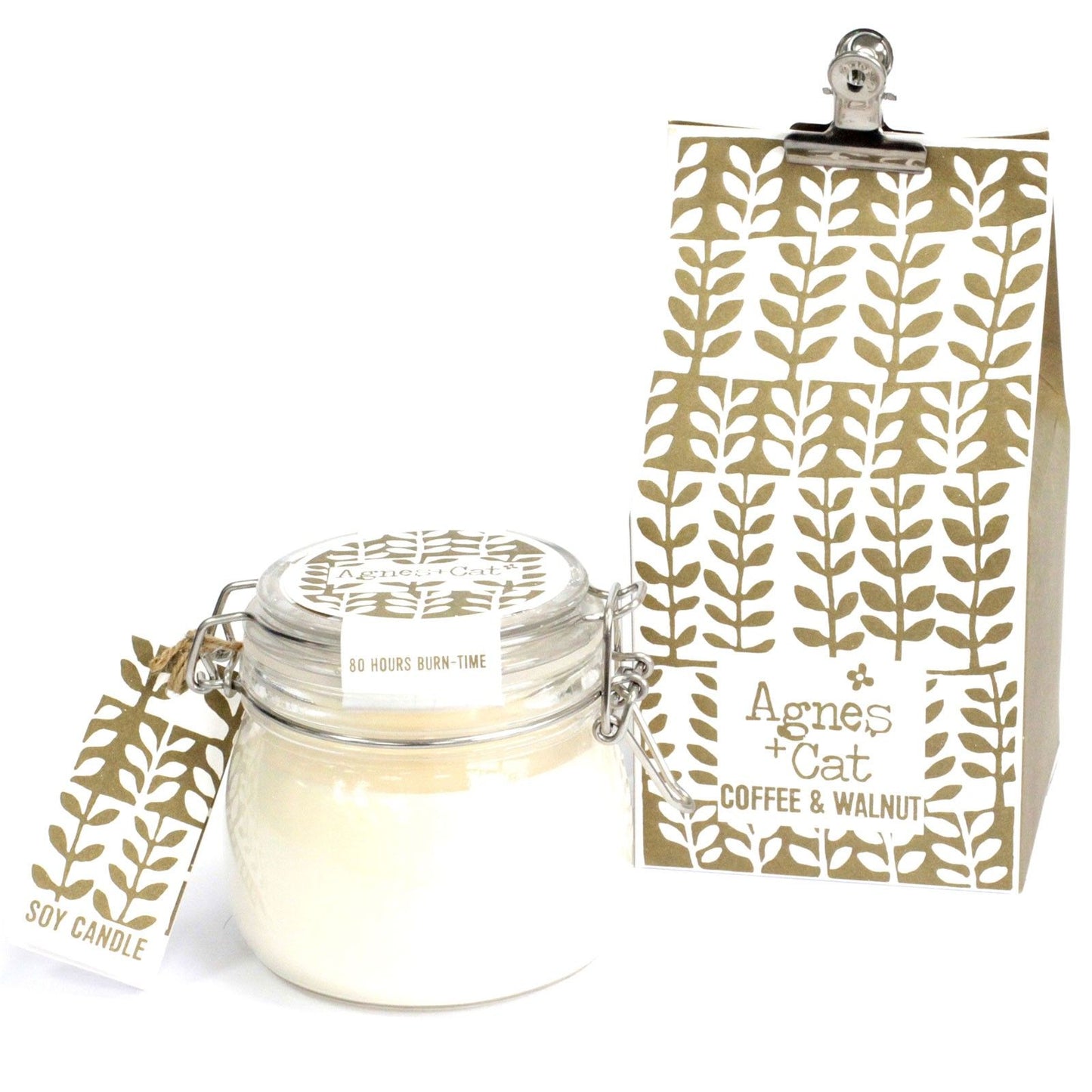 Rustic glass kilner jar filled with creamy soy wax, featuring a clip-top lid and a simple product label.