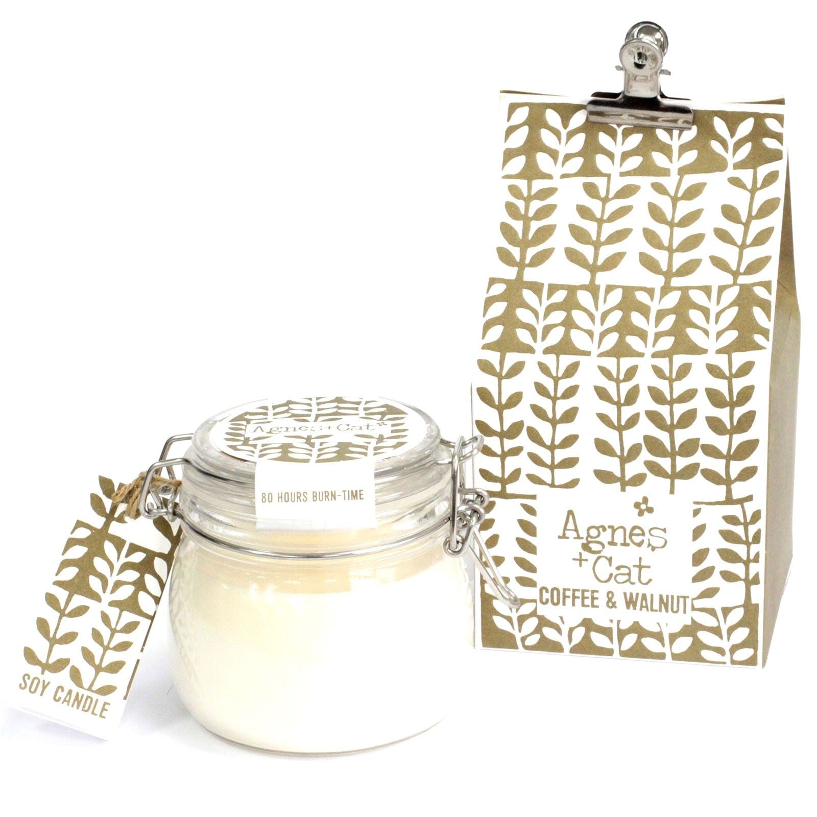 Rustic glass kilner jar filled with creamy soy wax, featuring a clip-top lid and a simple product label.