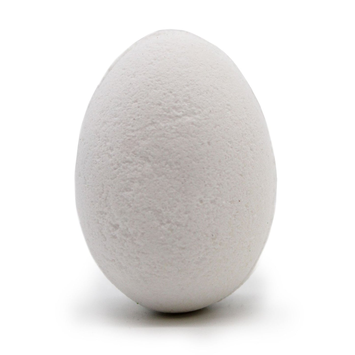 A cardboard tray containing thirty white egg-shaped bath bombs with a smooth matte finish.