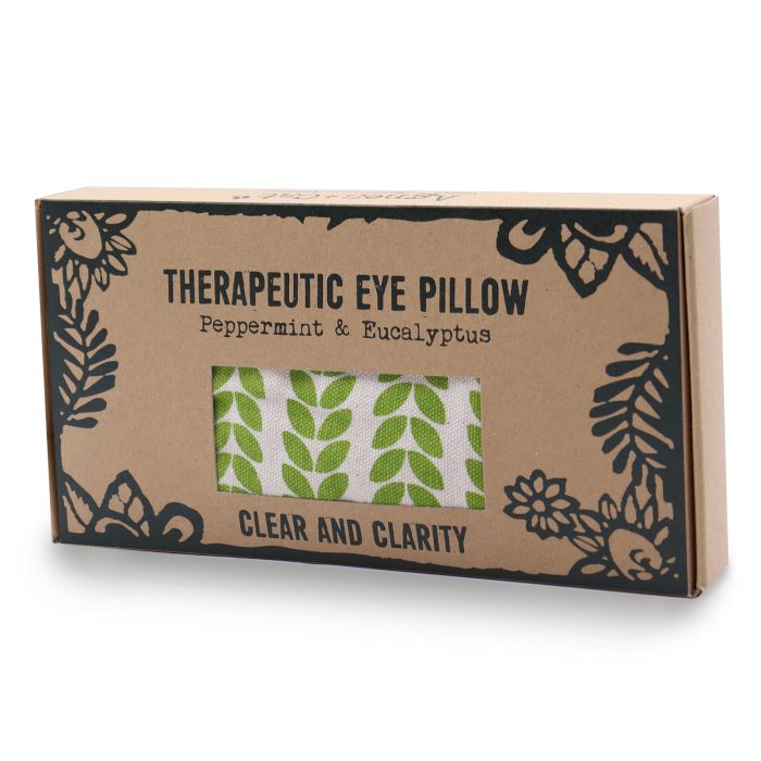 Linseed-filled eye pillow with a soft fabric cover, designed for relaxation and blocking out light during meditation.