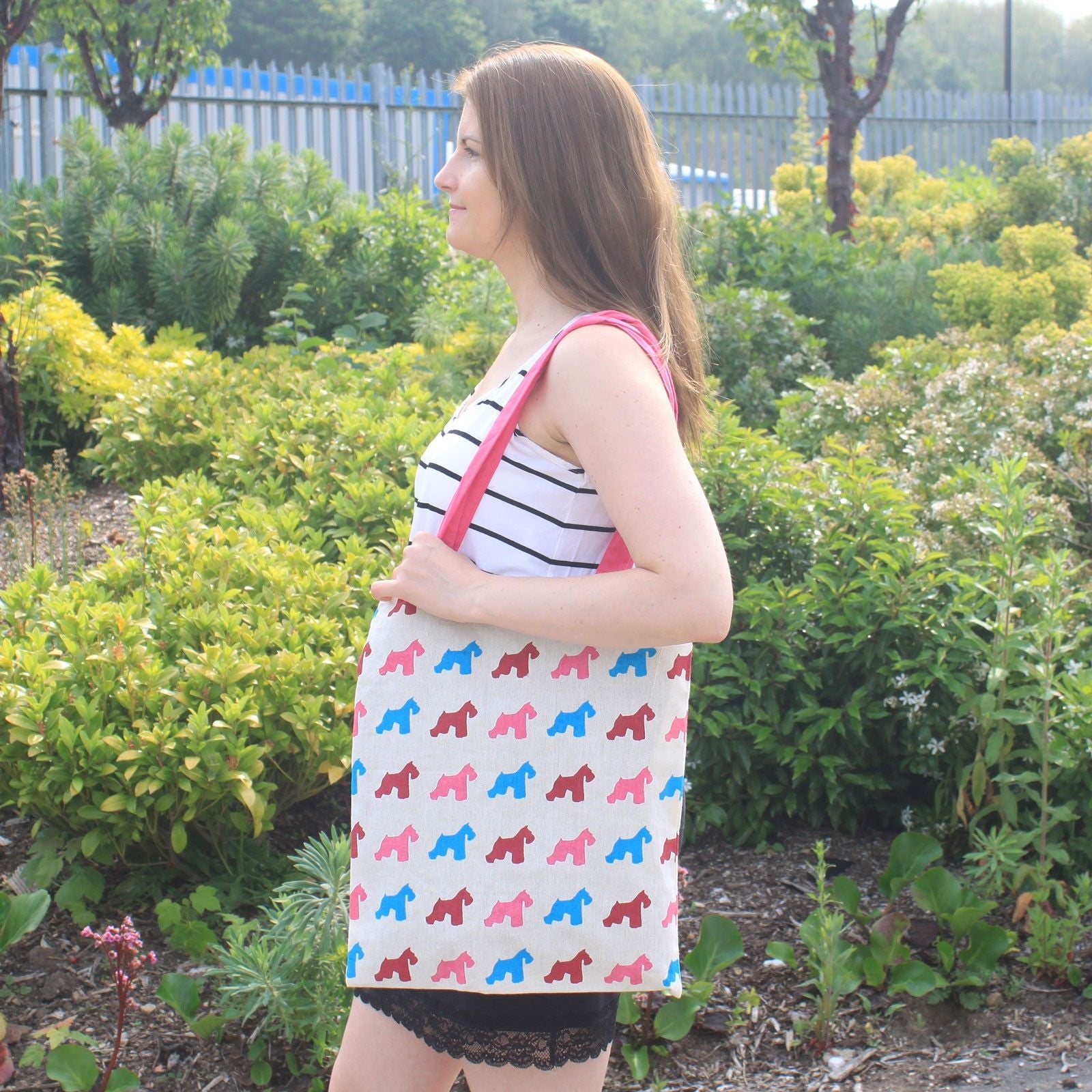 Lrg Tote Bag Reversible - Scotty - Pink