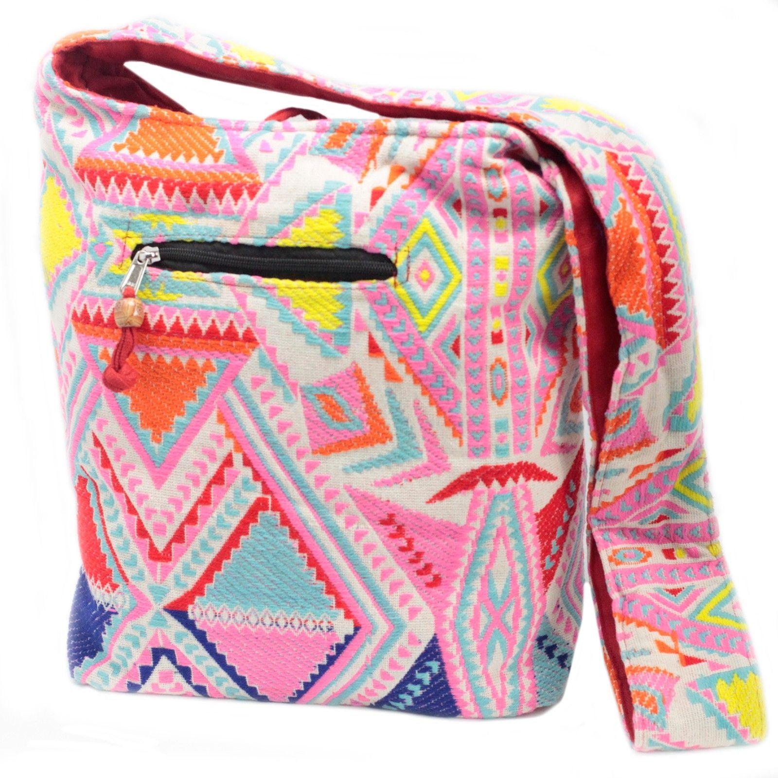 Large vibrant sunrise-coloured woven tote bag with a spacious interior and stylish artisanal design.