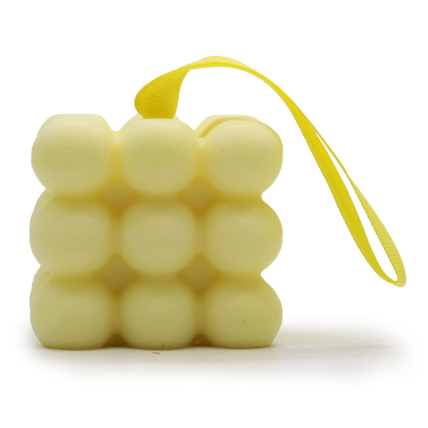 Textured peach and lemon scented massage soap bar with a unique ergonomic shape for circulation.