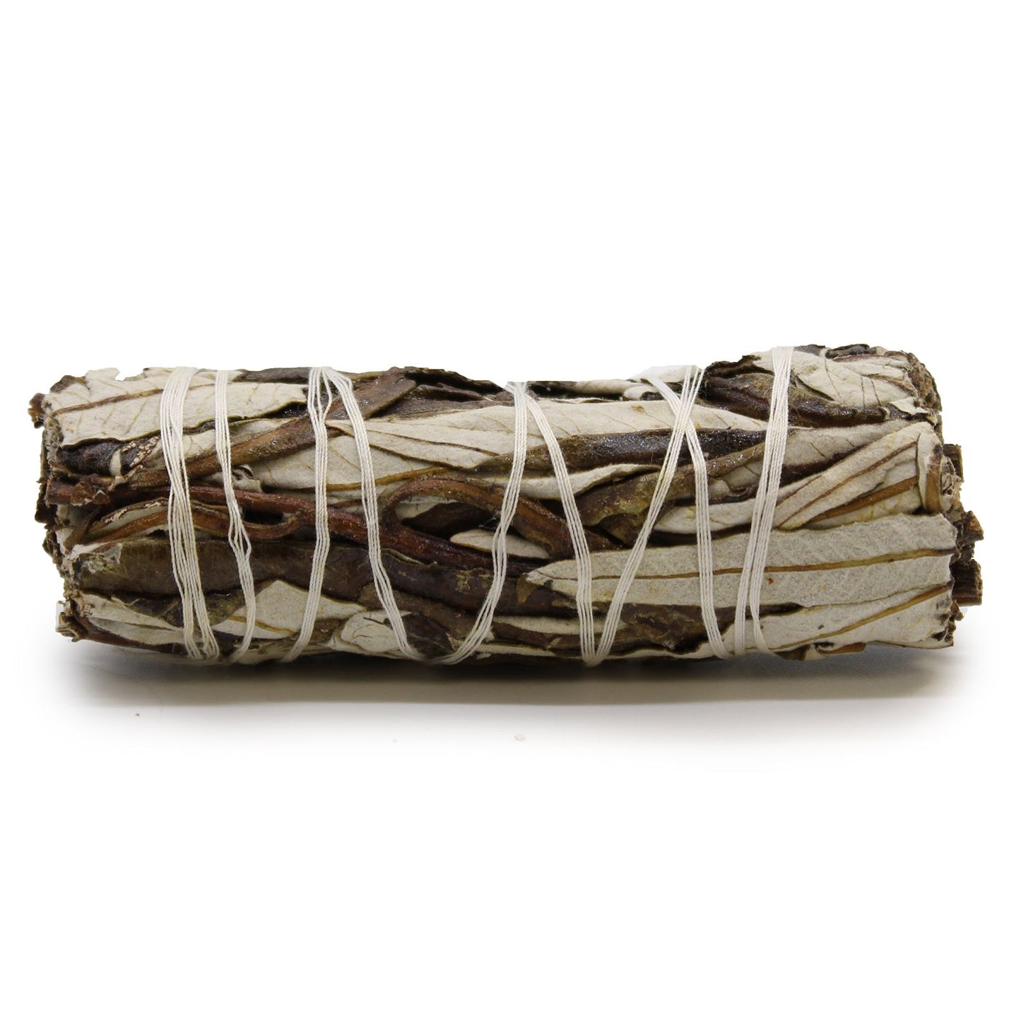 A tightly bound bundle of dried Yerba Santa sage leaves used for spiritual smudging and clearing.