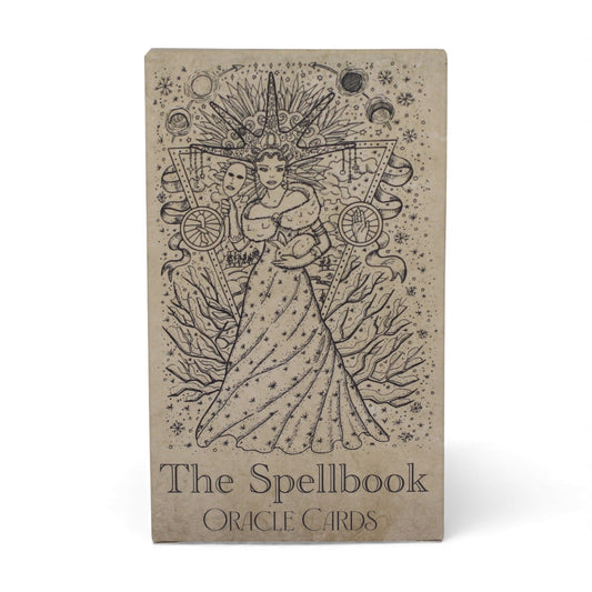 Mystical oracle cards featuring cryptic illustrations and old-world charm, designed like pages from an ancient grimoire.