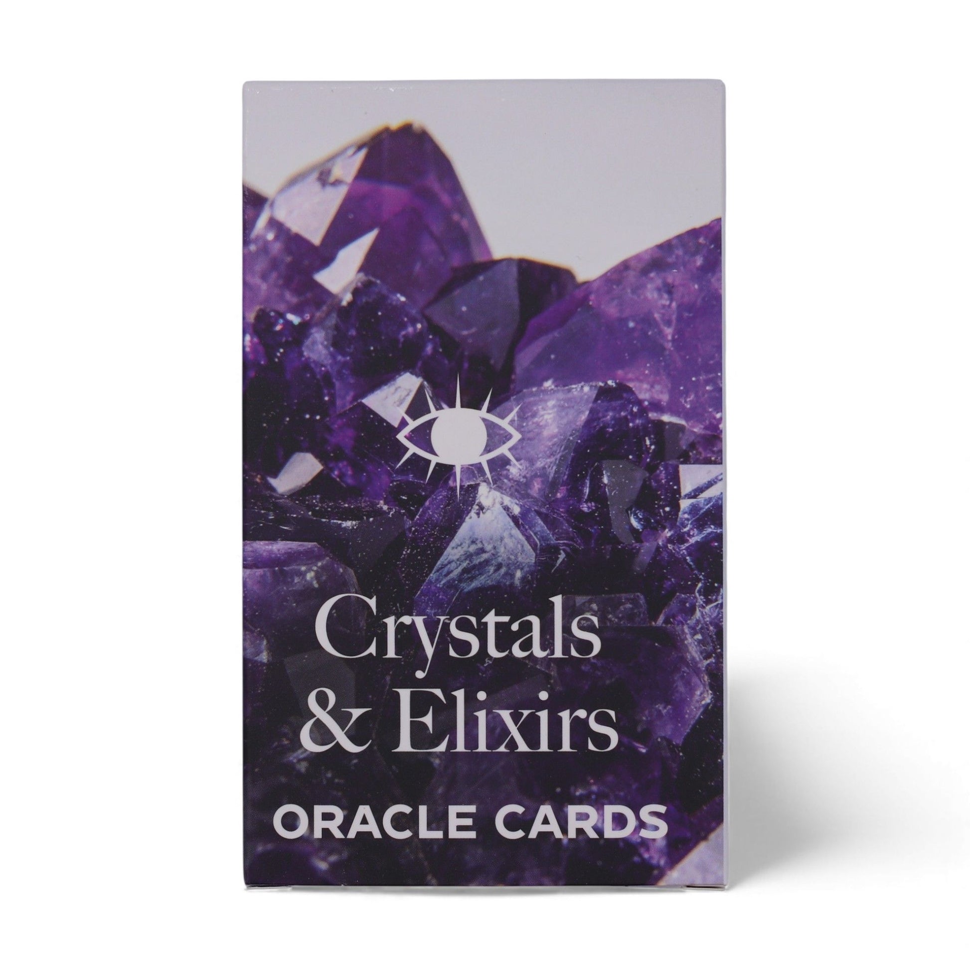 Vibrant oracle deck featuring gemstone-inspired artwork with ethereal colours and spiritual symbols.