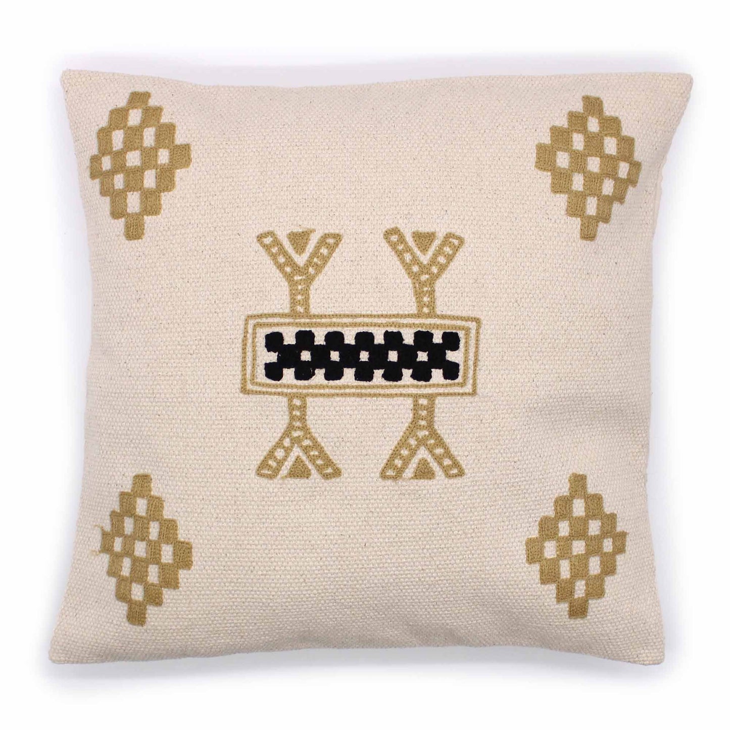 Classic 45x45cm cotton cushion cover featuring a traditional Berber geometric design in neutral tones.