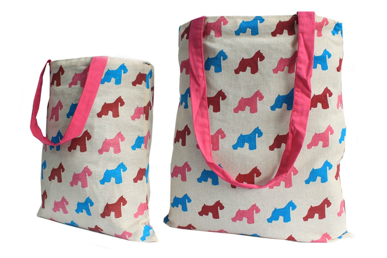 Lrg Tote Bag Reversible - Scotty - Pink