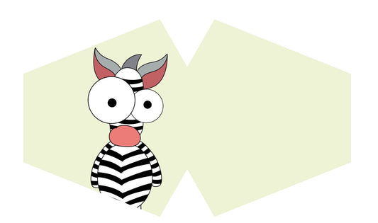 Children's reusable fabric face mask featuring a fun and colourful crazy zebra print pattern.